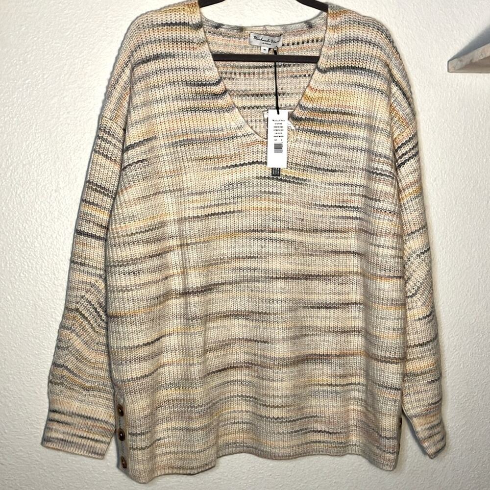 NWT Michael Stars rainbow Striped V-Neck‎ Sweater and Autumn Pullover Size 3X